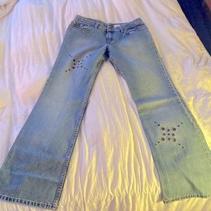 Levi’s low rise flare riveted jeans